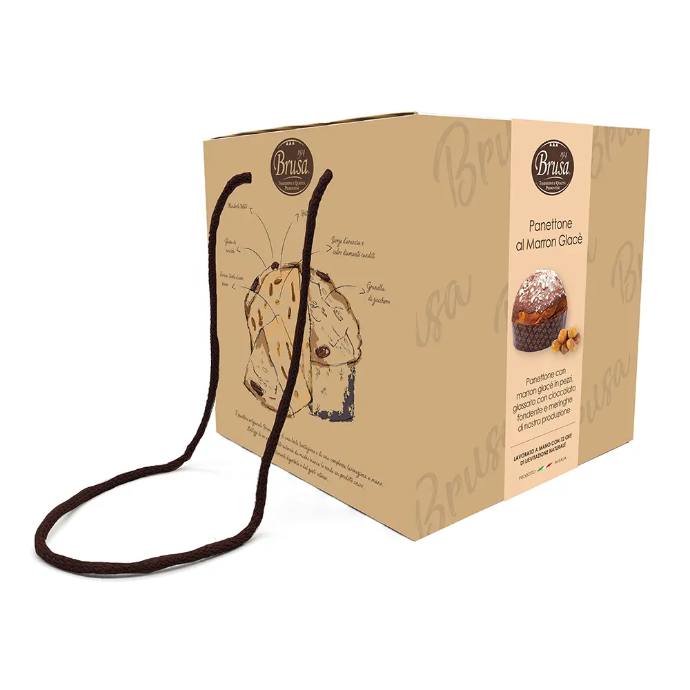 Panettone Marron Glacé (kandírozott gesztenyével), finom csokimázzal és habcsókkal